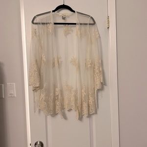 White Floral Lace Kimono